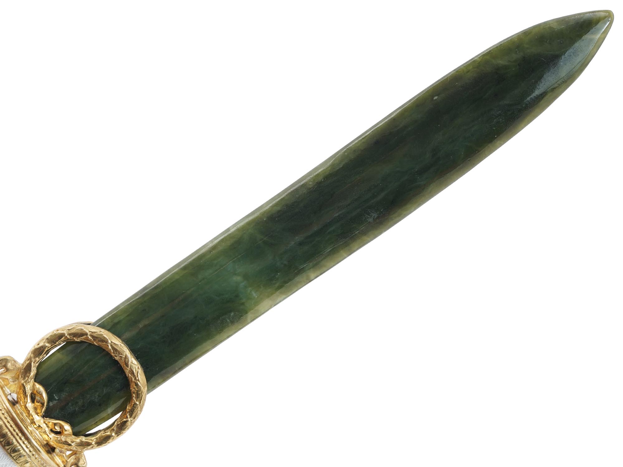 RUSSIAN SILVER ENAMEL DIAMOND JADE LETTER OPENER PIC-2